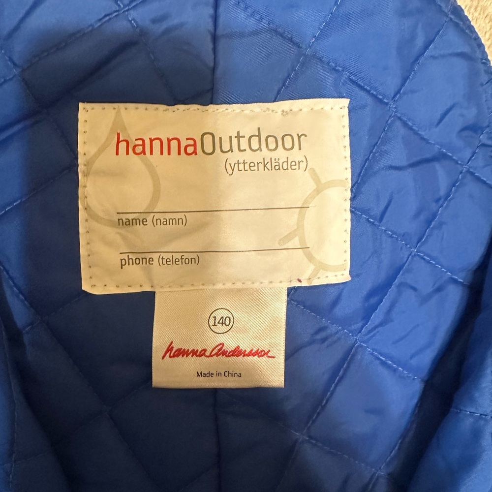Hanna Outdoor Blue snow overalls/snow pants ,size 140/ 10y/62-80lbs